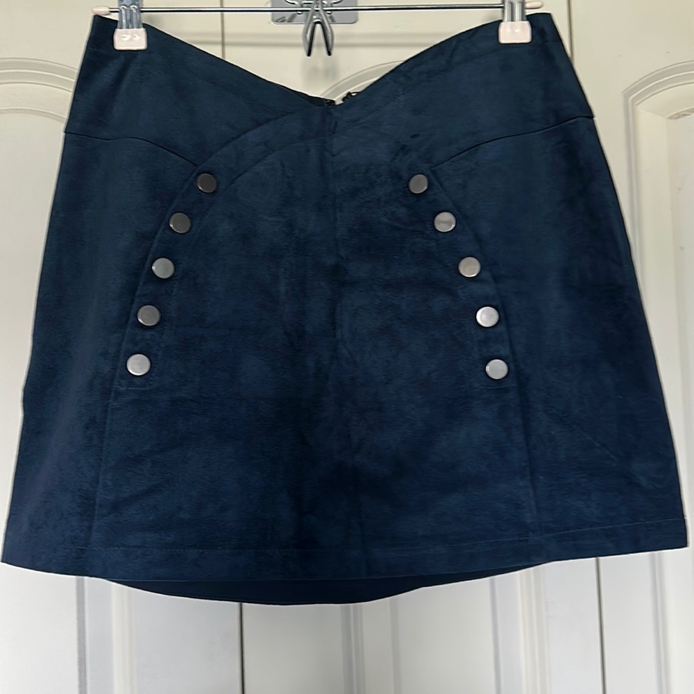BCBG MAX AZRIA Blue suede mini skirt